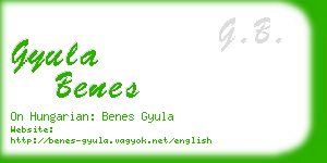gyula benes business card